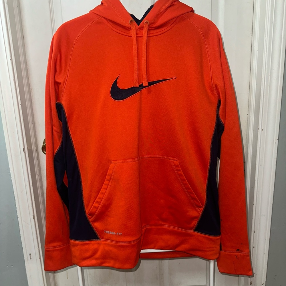 Nike Orange and Navy Hoodie